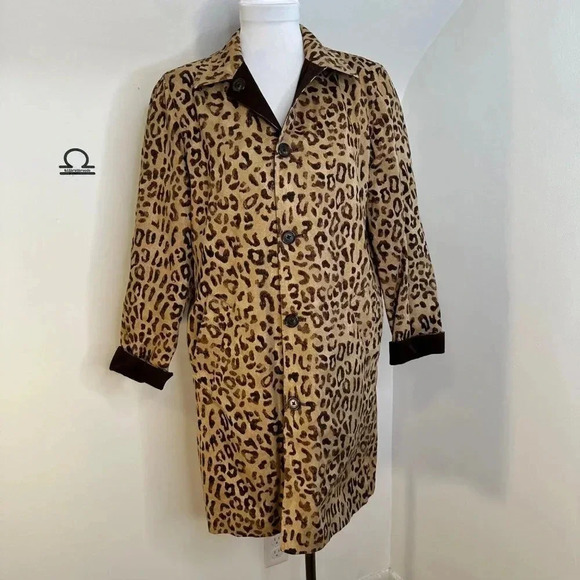 Jones New‎ York Signature Leopard Print Reversible Coat Petite M - Picture 1 of 6